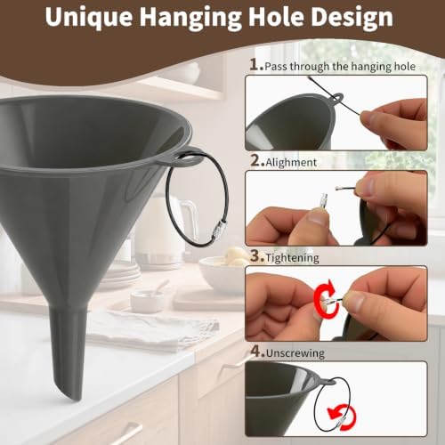 Plastic Kitchen Funnel Set of 3, Food Grade Funnels for Kitchen Use