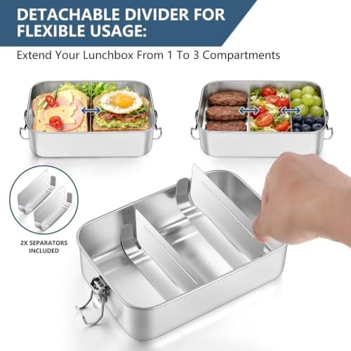 P&P CHEF 1400 ML Stainless Steel Bento Lunch Boxes, 2 Pcs