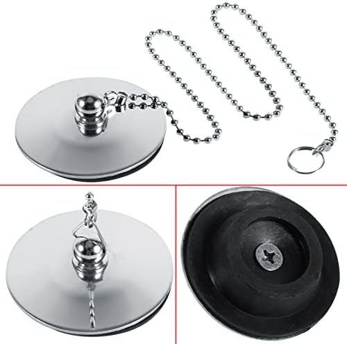 Bathtub Stopper with Chain, Chrome Kitchen Universal Sink Drain Plug