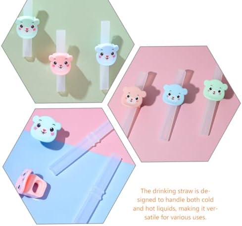 6pcs Silicone Drinking Straws with Clips Set for Elderly and Babies