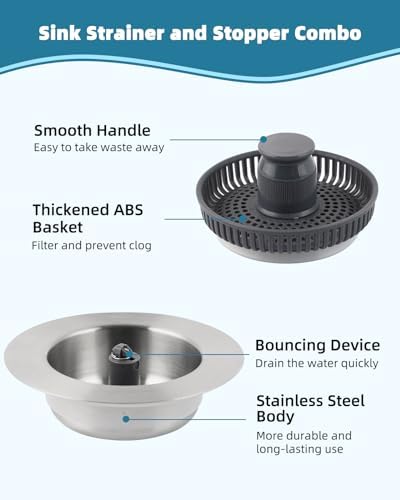 Universal 3 in 1 Kitchen Sink Stopper Strainer, 304 Stainless Steel