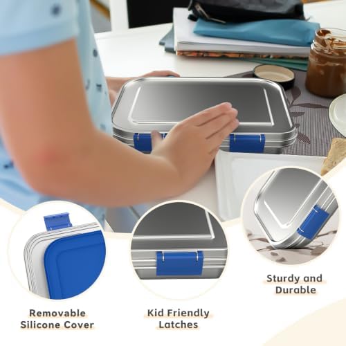BOSEDSANG Stainless Steel Kids Bento Lunch Box (Blue)