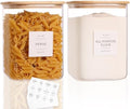 2 Pack Square Glass Flour and Sugar Containers with 132 Kitchen Pantry