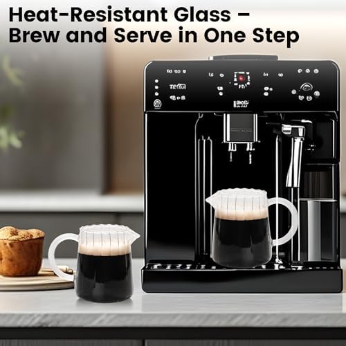 2 Pack Small Glass Pitcher 8.5 Oz, Mini Creamer Pitcher for Coffee