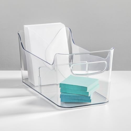 iDesign Divided Fridge Organizer Bin with Handles, Clear