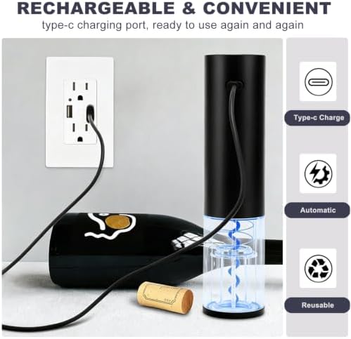 COKUNST USB Rechargeable Electric Wine Bottle Opener with Foil Cutter
