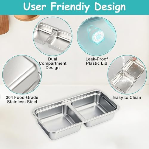 Stainless Steel Snack Containers, 6-Pack with Lids