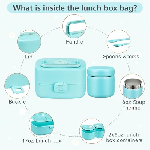 Bento Lunch Box for Kids with 8oz Soup Thermo,2 Leak-Proof Food