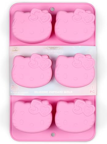 Handstand Kitchen Hello Kitty Cupcake Pan, Kitty Face Shape, Silicone