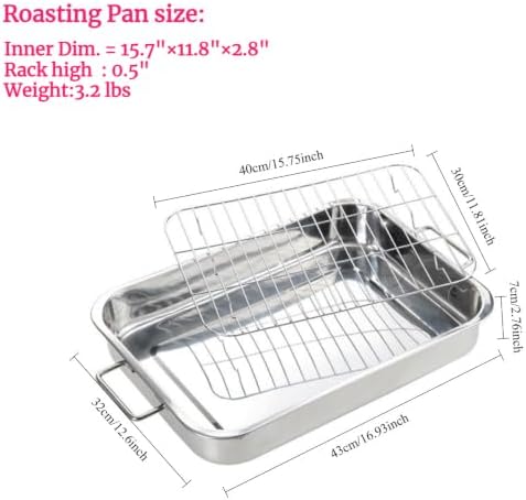 16x12 Inch Roasting Pan with Rack