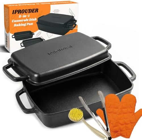2-in-1 Cast Iron Dutch Oven with Lid, 6.5QT