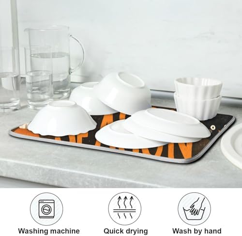 OTVEE Halloween Skeleton Joy Dish Drying Mat for Kitchen Counter