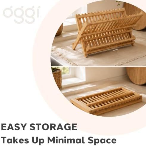 Oggi 2 Tier Folding Bamboo Dish Drying Rack