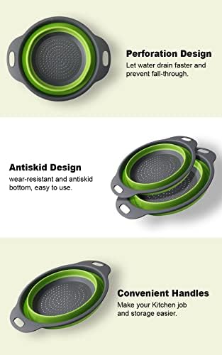 Collapsible Colander Set - 2 Pc Strainer Plus Food Grade Silicone