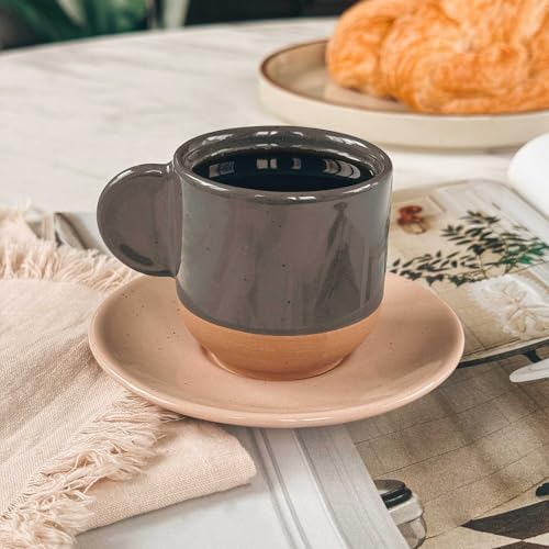 Mora Ceramic Mini Espresso Cups Set of 4, 3oz - Tiny Italian Inspired