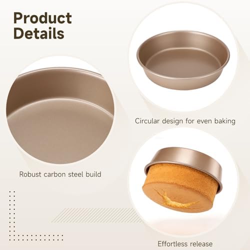 2 Pcs 9 Inch Round Cake Pans Set, Deep Nonstick Cake Pan, 1 MM Thick