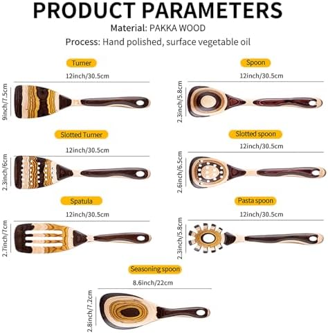 Gudamaye 7-Piece Brown Pakkawood Utensil Set