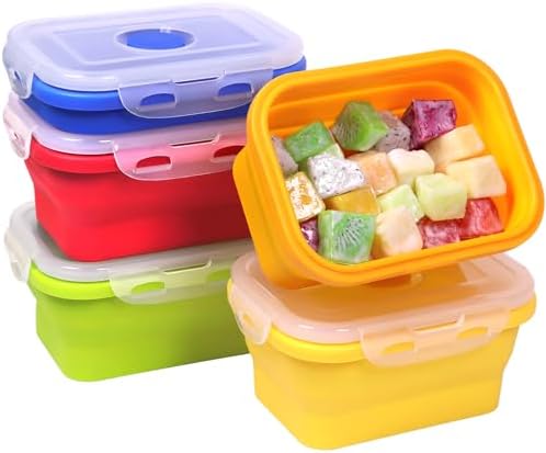 5 Pack Collapsible Silicone Food Storage Containers with