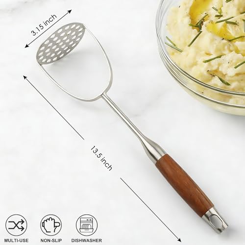 304 Stainless Steel Potato Masher, Heavy Duty Mashed Potato Masher