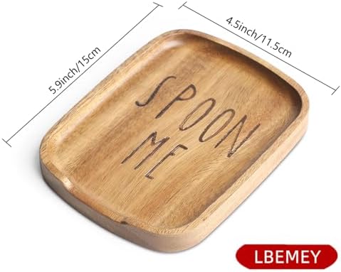 5.9 Inches Acacia Wood Spoon Rest For Stove Top - Smooth Rectangular