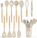 12-Piece Silicone Cooking Utensils Set, Khaki