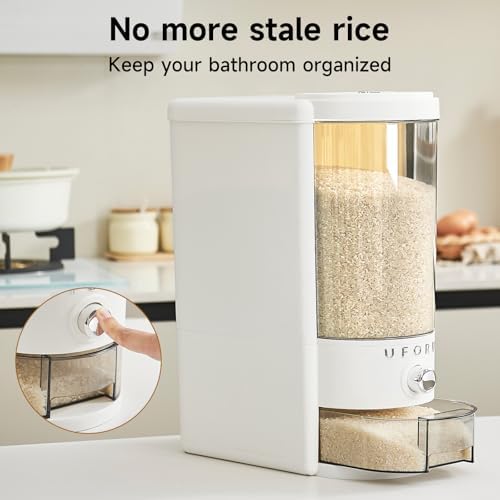 UFORU Rice Dispenser,23 LB Airtight Rice Storage Container with Date