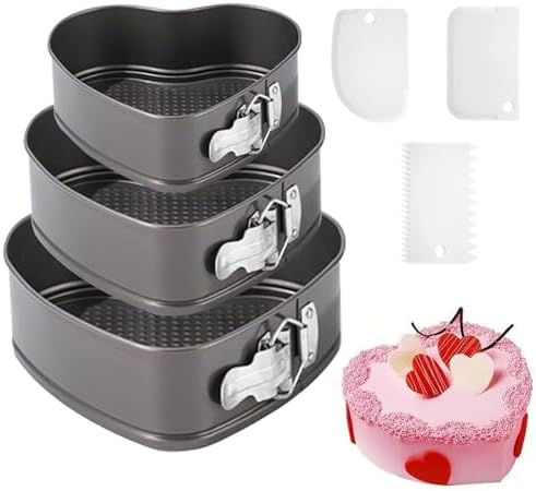Heart Springform Pan Set, Not-Stick Cheesecake Pans with Removable