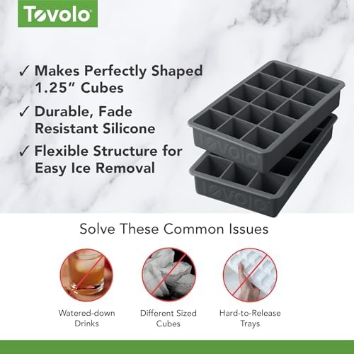 Tovolo Silicone Ice Cube Tray Charcoal Gray Pack of 2 BPA Free Ice
