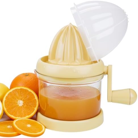Manual Hand Crank Citrus Juicer, Yellow