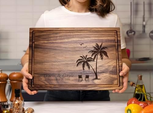 Personalized Tropical Beach Palms Chopping Block