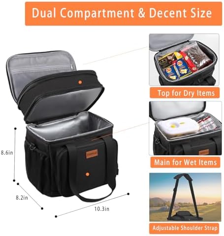 GLENKEY Expandable Lunch Box Insulated Leakproof Cooler Bag Work