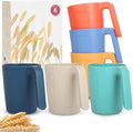 Wrova 16oz Wheat Straw Cups with handles set of 6-Plastic Cups