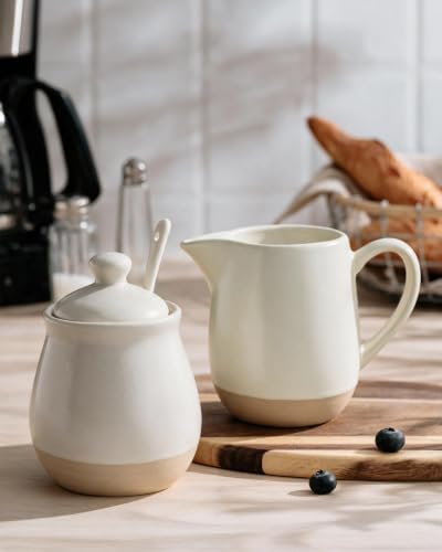famiware 10oz Sugar Bowl & 13oz Creamer Set, Coffee Serving Set, Matte