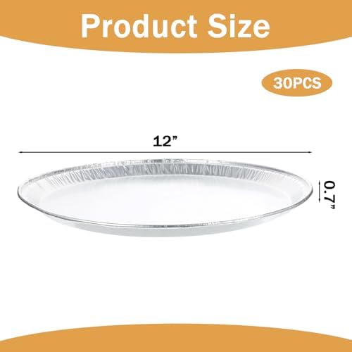 Pack of 30 Disposable Round Foil Pizza Pans – 12 Inch Large Aluminum
