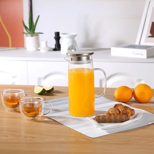 Glass Pitcher With Lid and Spout - Iced Tea and Beverage Pitcher for