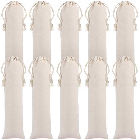 BESTonZON 10 Pcs Cotton and Linen Pouch Bag Straw Carrying Case