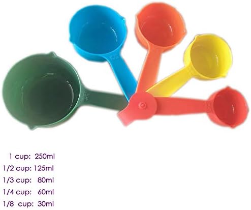 10 Pieces Plastic Measuring Cups and Spoons Set Colored for Kitchen