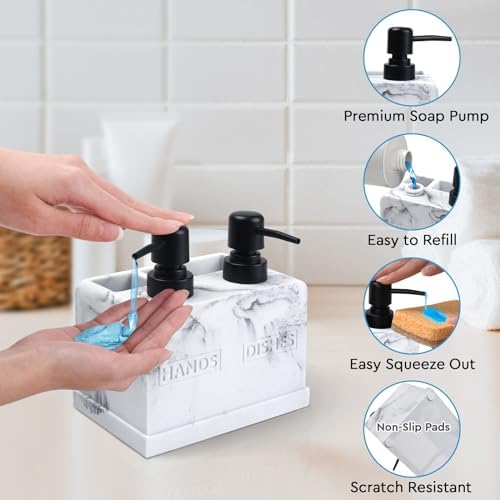 Kitchen Soap Dispenser Set with Sponge and Brush Holders