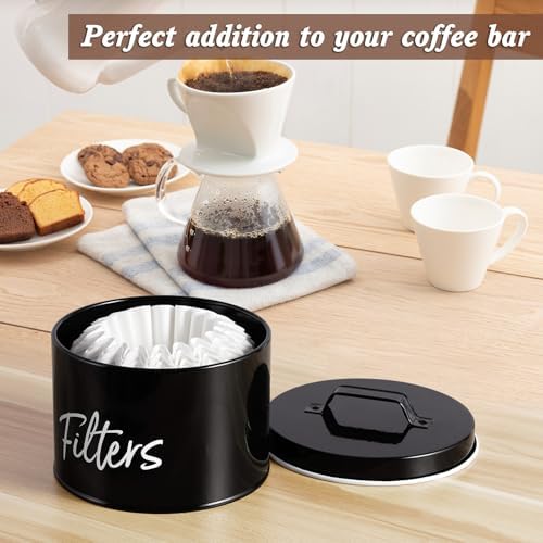 DRASTAR Coffee Filter Holder, Black Filter Storage with Lid for