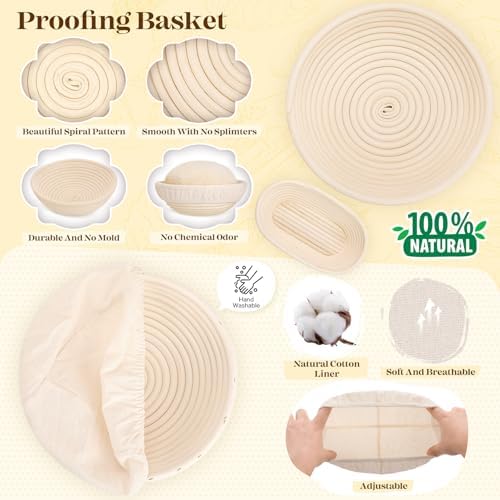 Sourdough Starter Kit with Proofing Baskets and Jars