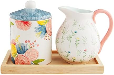 Mud Pie 47800016, Multi, Floral Cream And Sugar Set, assembled 4" x 7"