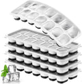 Ice Cube Tray 5 Pack, Stackable Silicone Ice Cube Trays with Lid, Easy