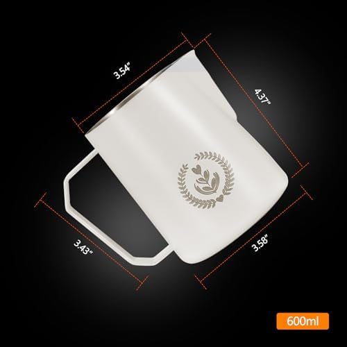 Milk Frothing Pitcher 20.3oz/600ml, No Drip Spout, Stainless Steel