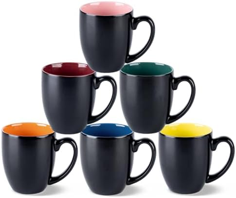 GBhome 16 oz Coffee Mugs Set of 6, Ceramic Coffee Cups- Multi-Color