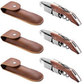 3-Pack Professional Waiter Corkscrew Wine Key with Leather Protection