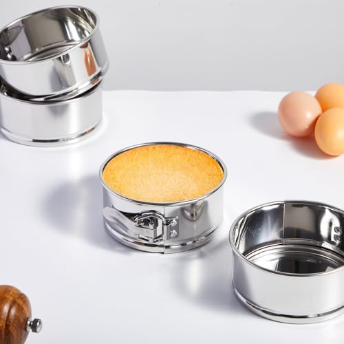 Funnymoom 4 Pcs 4 Inch Stainless Steel Springform Pans Mini Cheesecake
