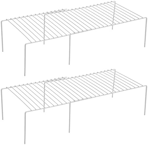 Kitchen Cabinet Expandable Shelf Organizers Set of 2, Adjustable Metal