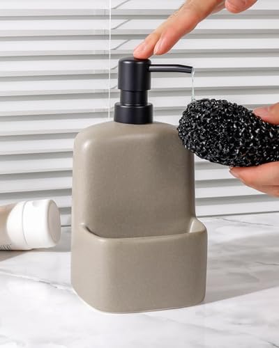 BosilunLife Ceramic Soap Dispenser with Sponge Holder, 20oz