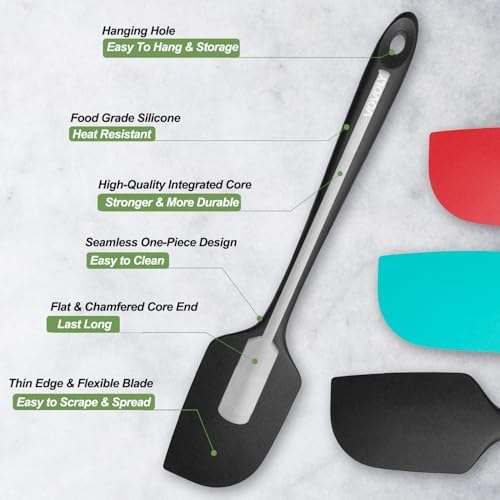 Silicone Spatula for Kitchen, 600°F Heat resistant Spatulas for
