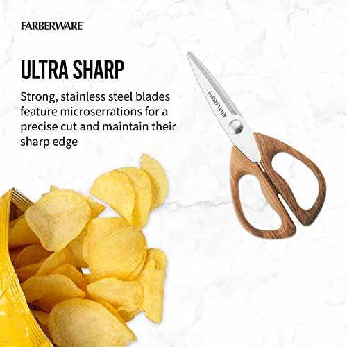 Farberware Kitchen Shears with Stainless Steel Blades and Faux Wood